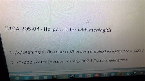 herpes zoster meningitis icd 10